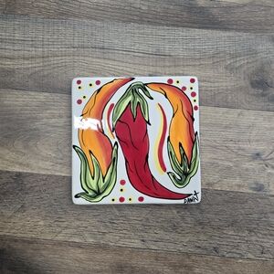 a.n.a Red and Orange Chili Pepper Ceramic Art
